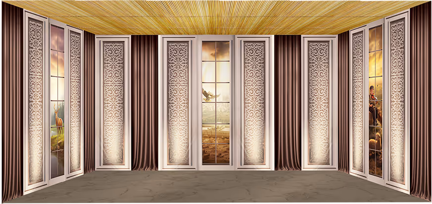 Full covered sukkah with beautiful signs